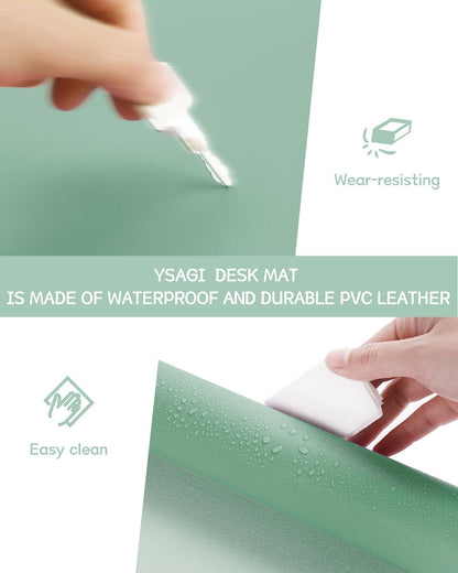 YSAGi Non-Slip Leather Desk Pad, Waterproof Laptop Computer Desk Keyboard Mat, Table Protector Blotter Mat, Large Mouse Pad for Office/Work/Home/Decor(Dark Brown, 31.5" x 15.7")