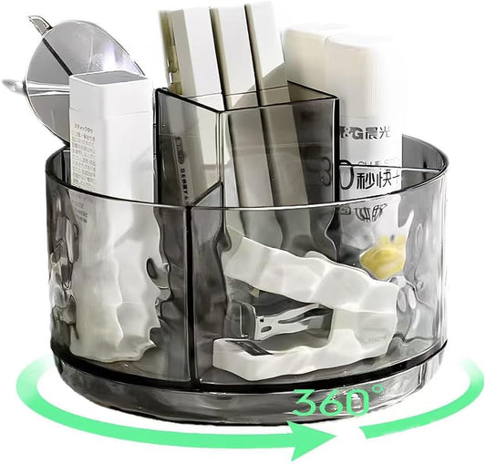 Rotating Pencil Holder, Desk Organizer with Multi-Compartment Design-Stylish, Functional Storage Solution for Home Offices, Classroom, Art Supplies Storage (Transparent white)