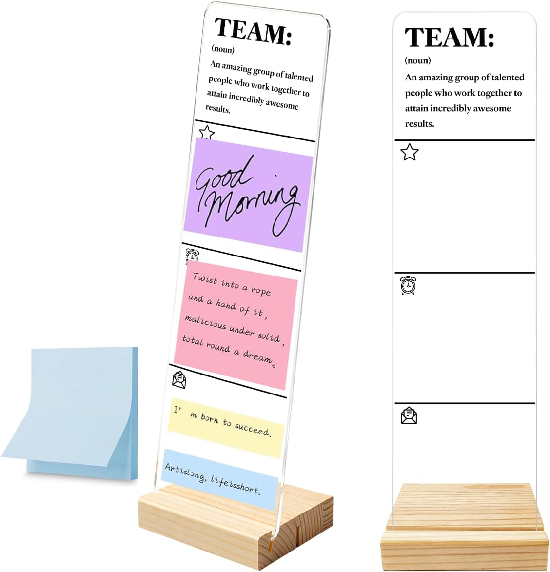 Monitor Memo Board with Removable Wooden Base Acrylic Portable Sticky Note Holder, It is Okay to Acrylic Message Board Sign, Office Desk Desk Set Sticky Notes 100 Sheets