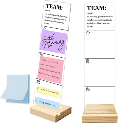 Monitor Memo Board with Removable Wooden Base Acrylic Portable Sticky Note Holder, It is Okay to Acrylic Message Board Sign, Office Desk Desk Set Sticky Notes 100 Sheets
