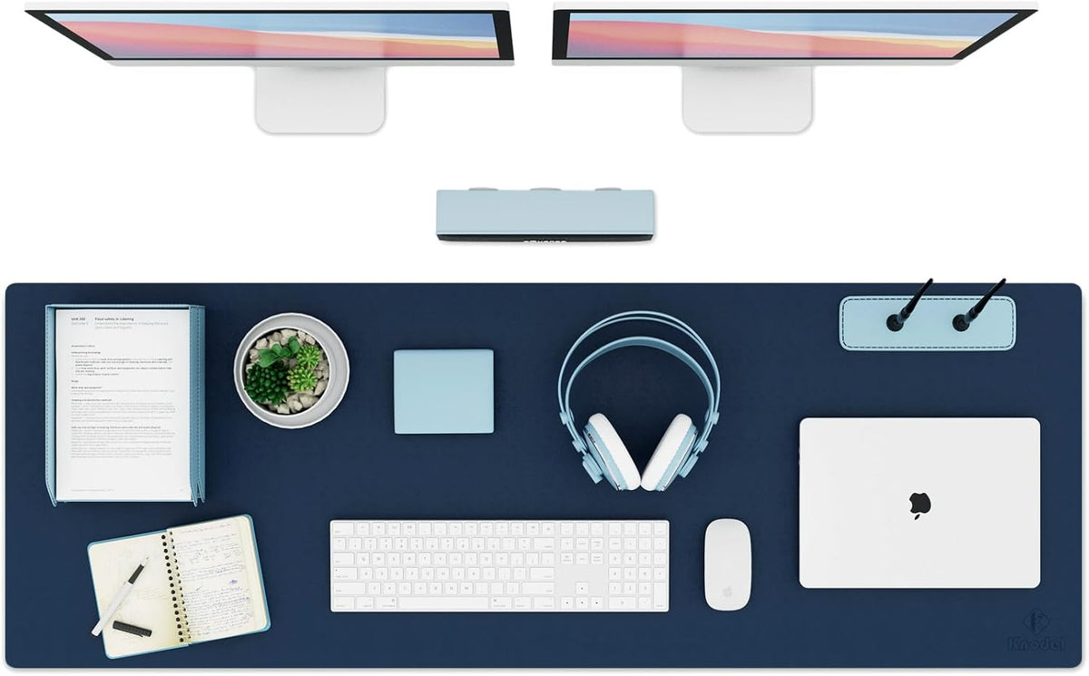 K KNODEL Large Office Leather Desk Mat, Mouse and Keyboard Pad, Computer and Laptop Mat, Desktop Protector and Cover, Writing Pad and Blotter (31.5"x15.7", Black)
