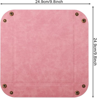 Valet Tray Desktop Storage Organizer – Premium PU Leather Catchall Bedside Vanity Tray Nightstand Caddy Holder for Remote Controller, Keys, Phone, Wallet, Coin, Jewelry,Brown