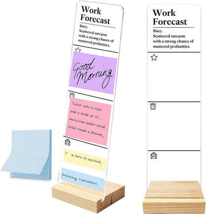 Monitor Memo Board with Removable Wooden Base Acrylic Portable Sticky Note Holder, It is Okay to Acrylic Message Board Sign, Office Desk Desk Set Sticky Notes 100 Sheets