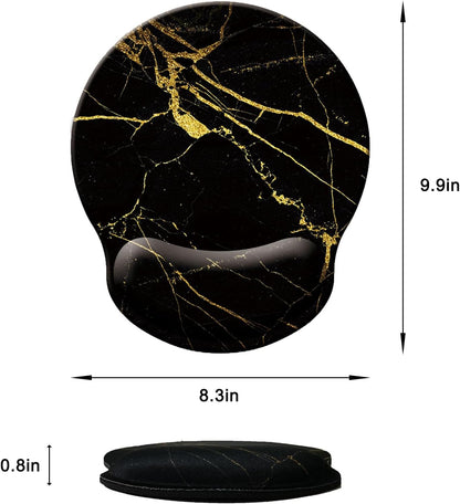 Mouse Pad with Wrist Support, Ergonomic Mouse Pad with Memory Foam Wrist Rest Cushion, Non-Slip Rubber Base Gaming Mice Pad for Home Office Computer Laptop, Flower Black
