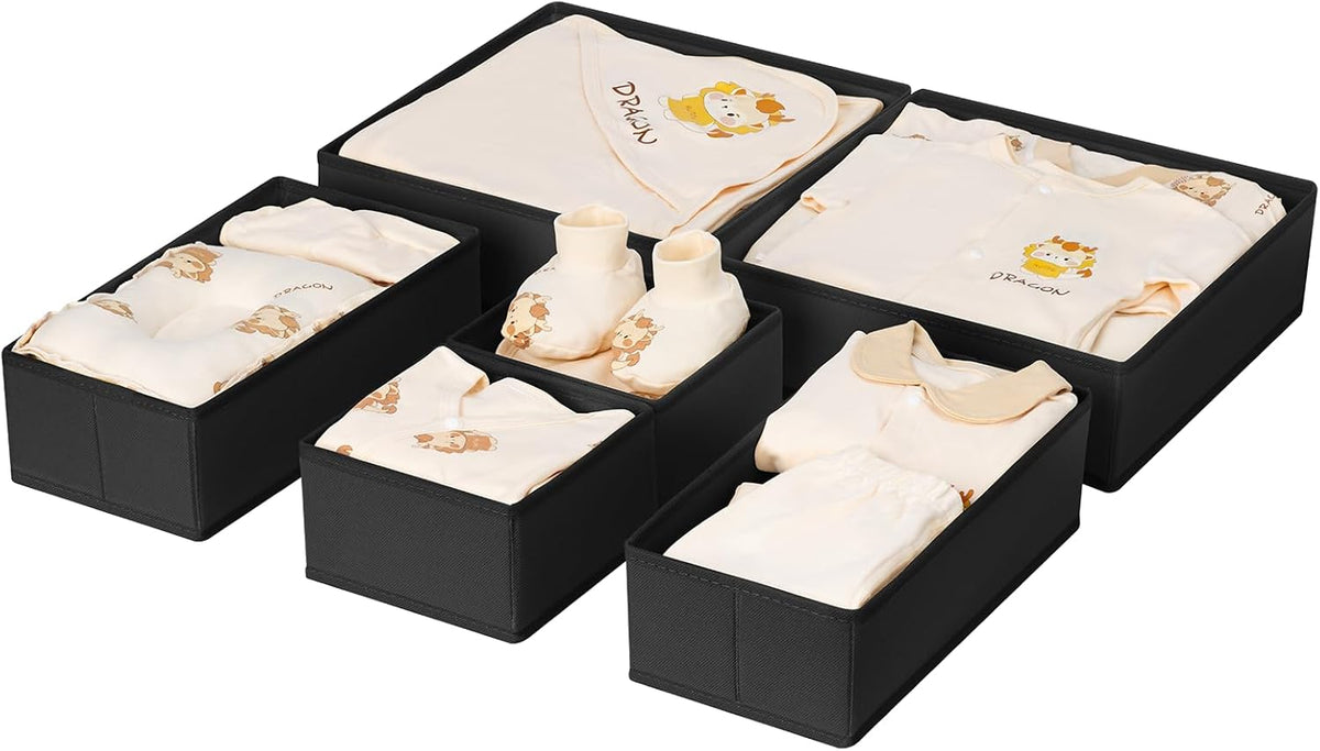 Drawer Organizer Clothes, Dresser Organizer, Foldable Closet Organizers and Storage, Fabric Dresser Bins, Drawer Dividers for Nursery, Baby Clothes, Underwears, Sock (Beige)