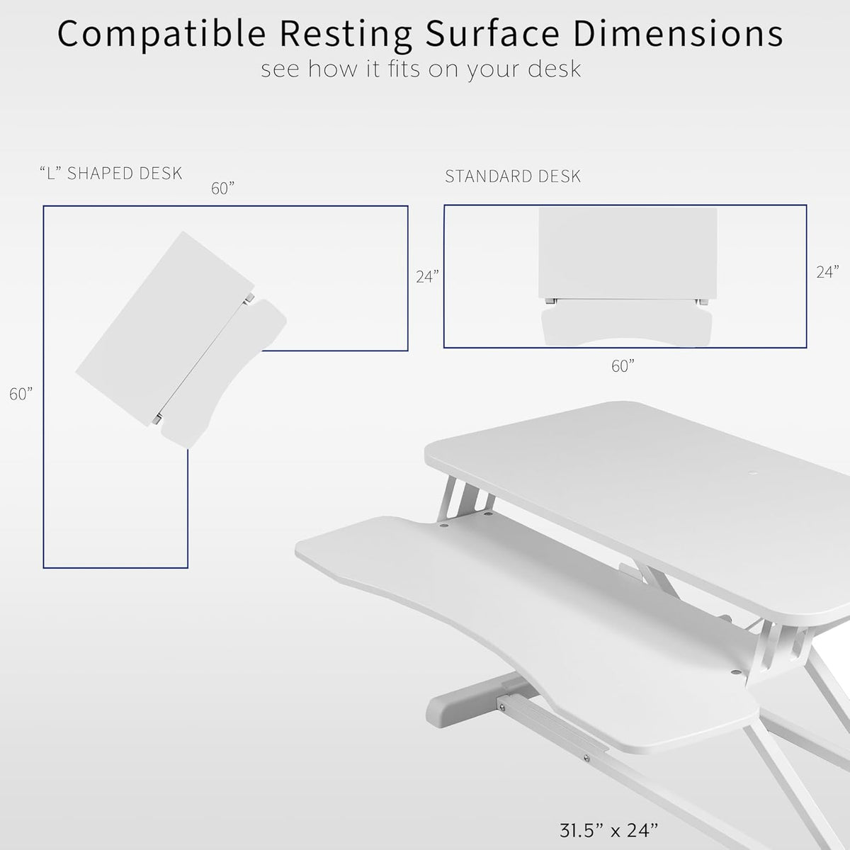 Black 32 in Standing Desk Converter, DESK-V000K