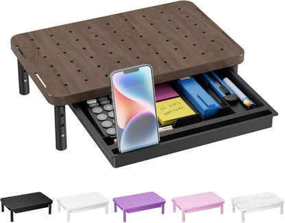 WALI Monitor Stand Riser with Drawer, Desk Organizers and Accessories for Computer, Printer, Laptop Stand for Home Office Supplies, (PTT005-B), 1 Pack, Black