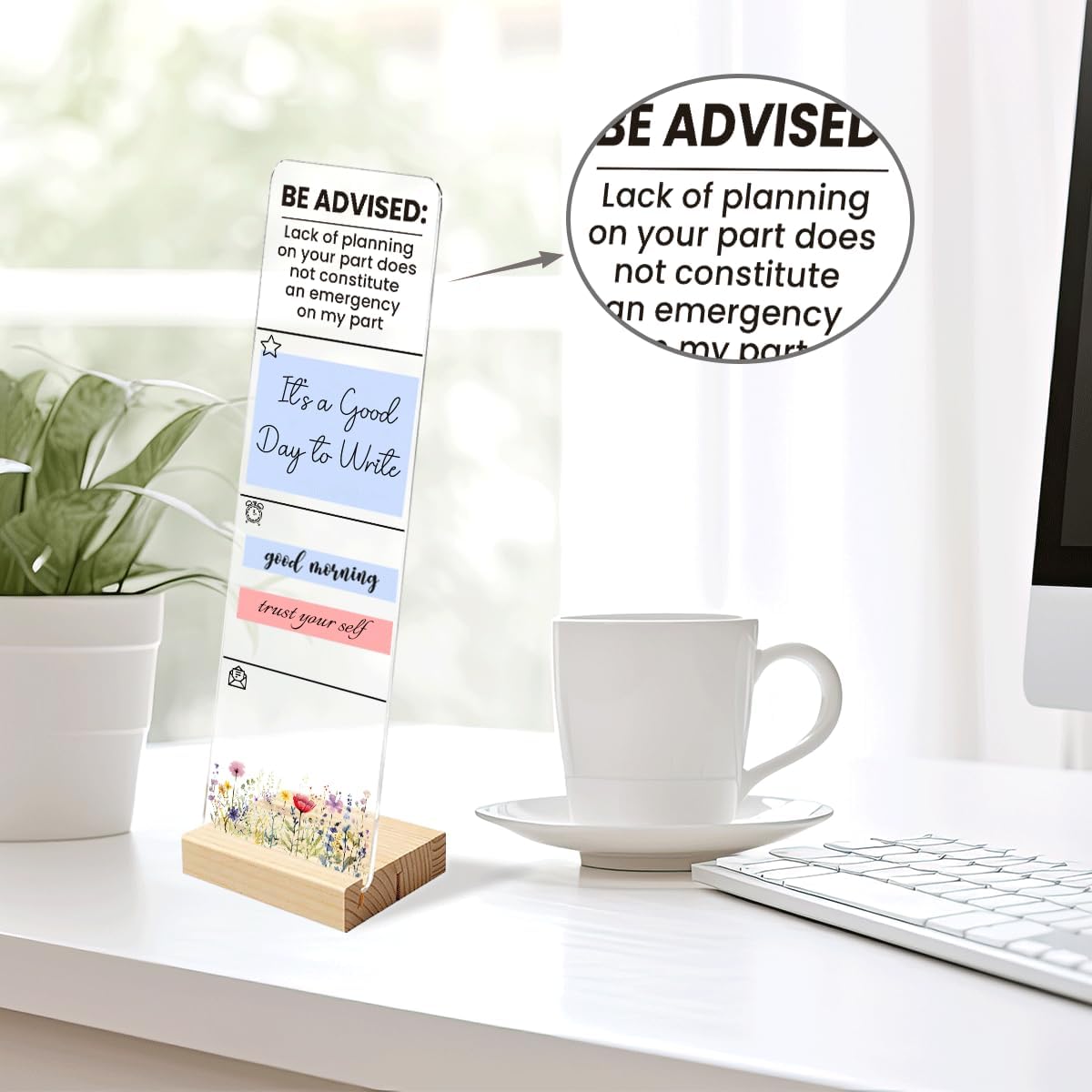 Note to Self Motivational Decor Sticky Note Holder, Mental Health Monitor Memo Board Decorations for School Counseling Office Therapy Desktop Art Decoration School Counselor, Therapist Office Gifts