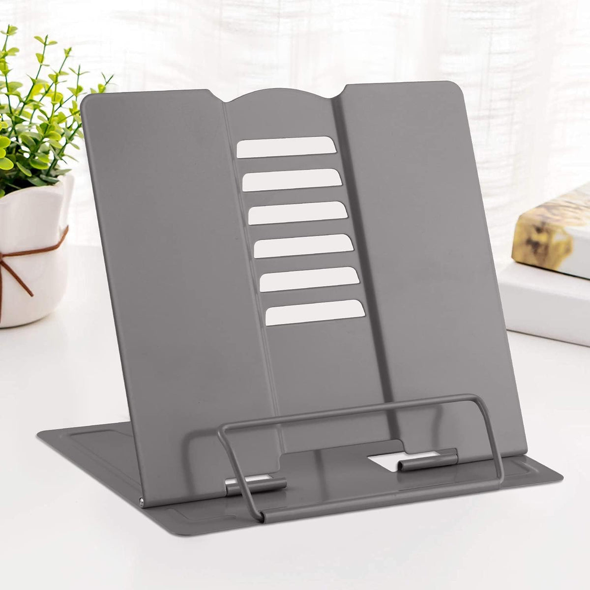MSDADA Desk Book Stand Metal Reading Rest Book Holder Adjustable