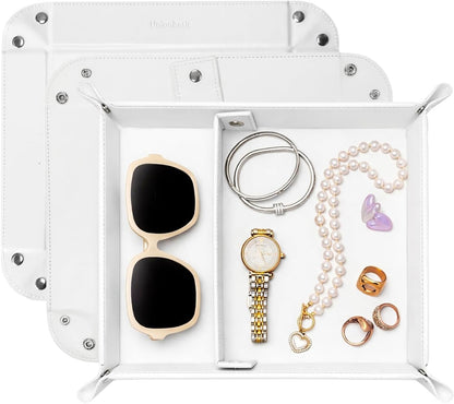 UnionBasic Small Valet Tray, Jewelry Tray for Rings Watches Earrings, Entryway Catchall Caddy for Coins Keys Change, Nightstand Bedside Valet Holder, Trays for Electronic Gadgets, Beige - Colors B