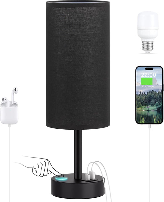 Dicoool Bedside Table Lamp for Bedroom - 3-Way Dimmable Touch Lamp, USB A+C