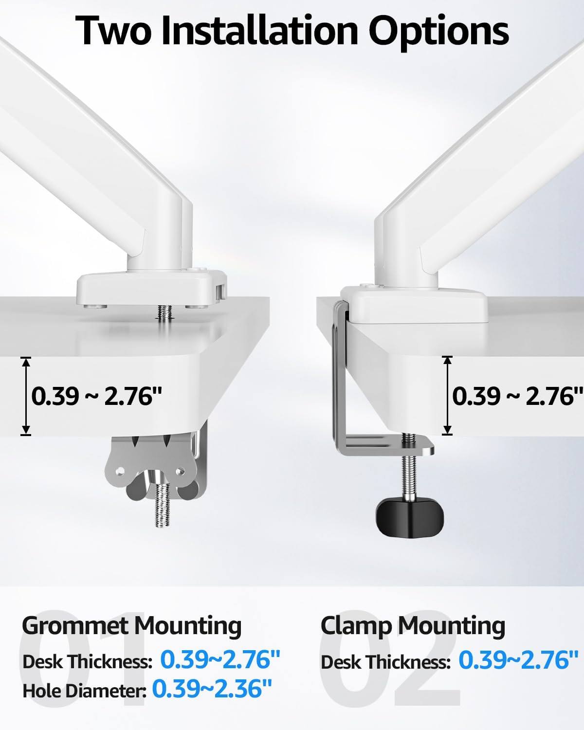 Dual Monitor Stand fits up to 32 inch, 4.4-19.8 lbs Computer Screens, Dual Monitor Desk Mount Height Adjustable, Monitor Arms for 2 Monitors, Home Office VESA Mounts, Freelift White
