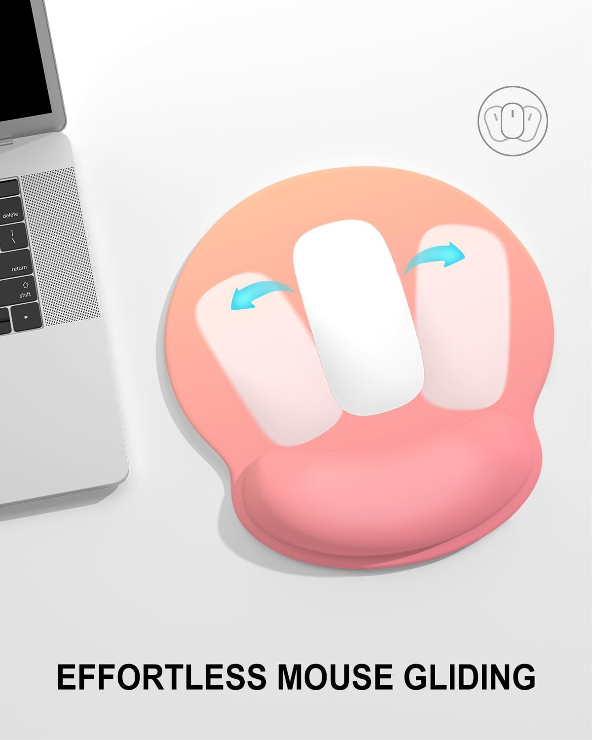 Ergonomic Mouse Pad with Wrist Rest, Comfortable Silicone Non-Slip Computer Pain Relief Gel Mouse Mat with Wrist Support for Gaming, Work, Office, Women & Men, Cute Pattern, Beige