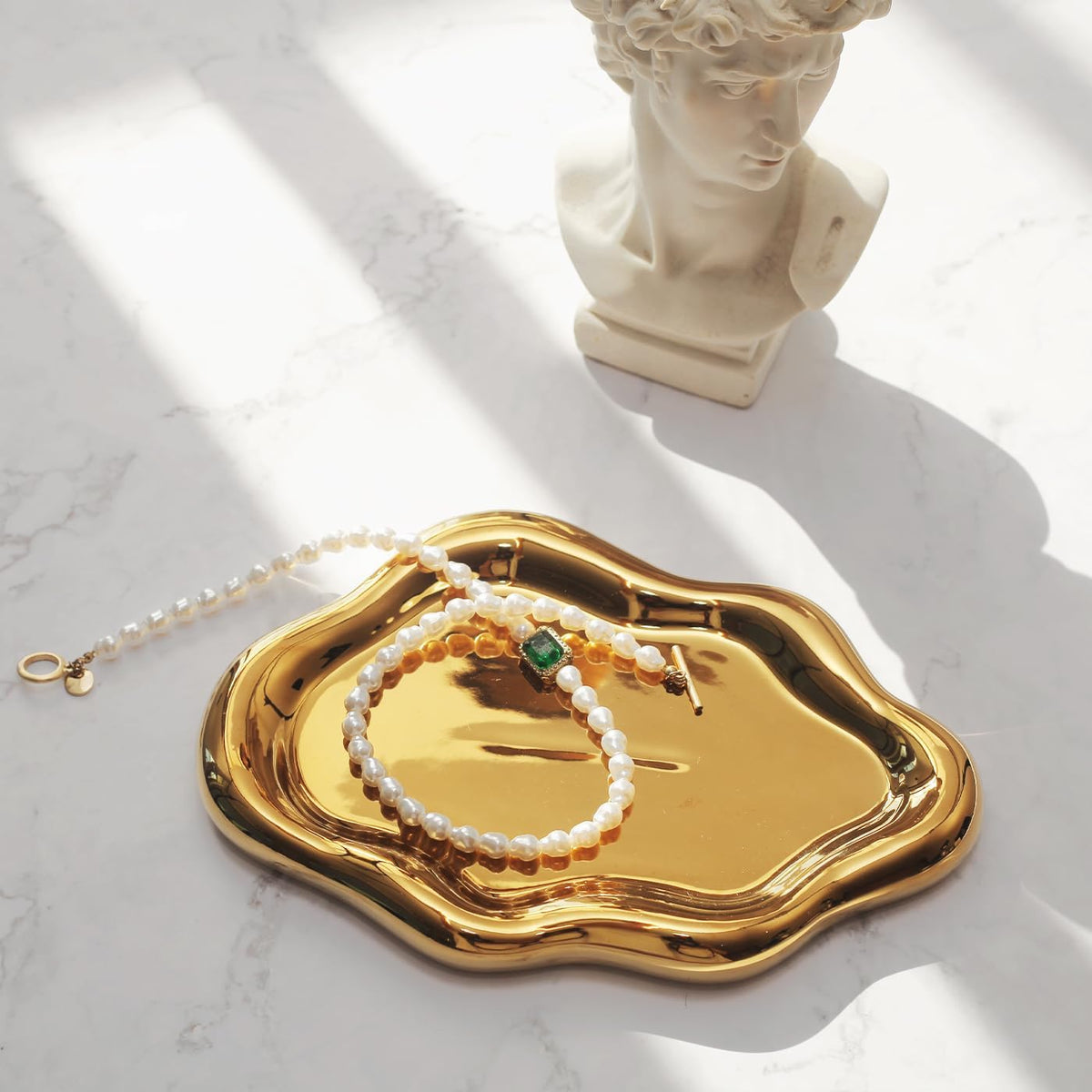 Jewelry Dish Trinket Tray for Women, Ring Dish Holder, Unique Cloud Shape Ceramic Plate Cute Things Vanity Aesthetic Room Decor Mother's Day Birthday (White)