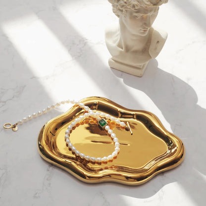 Jewelry Dish Trinket Tray for Women, Ring Dish Holder, Unique Cloud Shape Ceramic Plate Cute Things Vanity Aesthetic Room Decor Mother's Day Birthday (White)