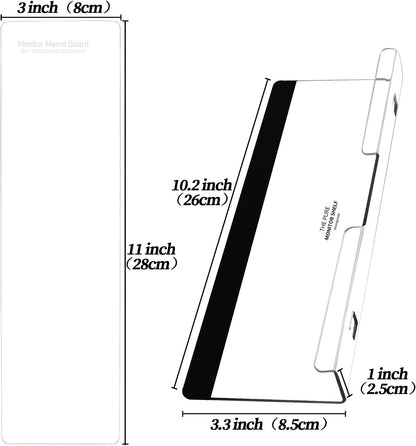 3PCS Monitor Memo Board (Left, Right & Bottom) Office Decor for Women Men, Desk Accessories Computer Monitor Memo Board with Phone Holder for Home Office Desktop, Comes with 1 Pack Sticky Note