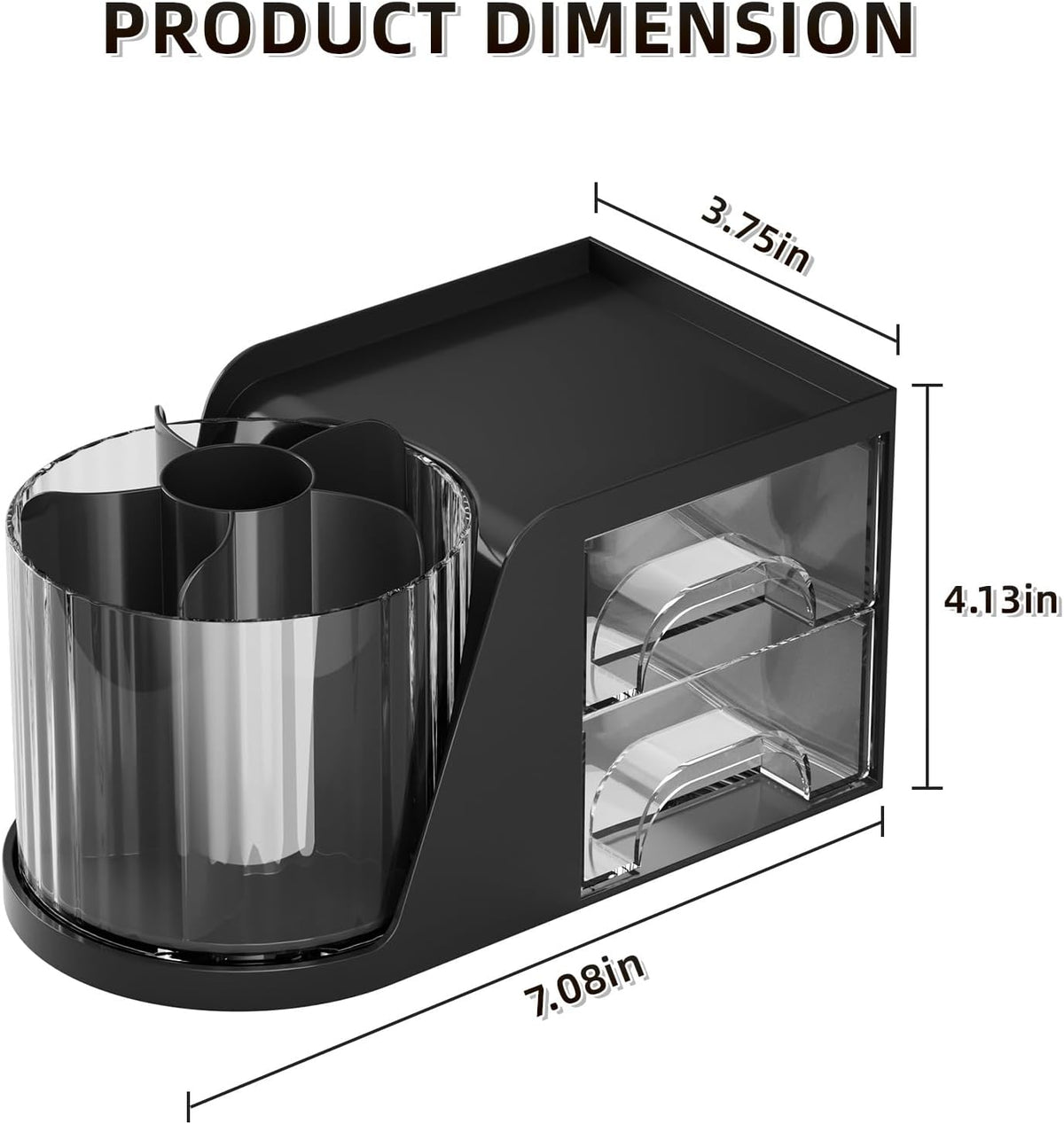 Marbrasse Desk Organizer with 2 Drawer, 360°Rotating Pen Holder, Desk Organizers and Accessories with 6 Slots Pencil Organizer + 2 Drawer, Art Supply Storage Box Caddy for Office (White)