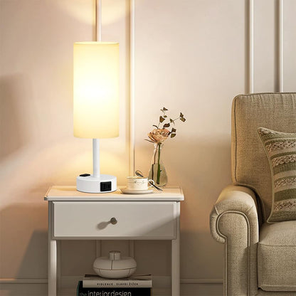Fenmzee Bedside Table Lamp for Bedroom - Dimmable Touch, USB A+C, AC Outlet