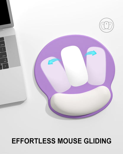 Ergonomic Mouse Pad with Wrist Rest, Comfortable Silicone Non-Slip Computer Pain Relief Gel Mouse Mat with Wrist Support for Gaming, Work, Office, Women & Men, Cute Pattern, Beige