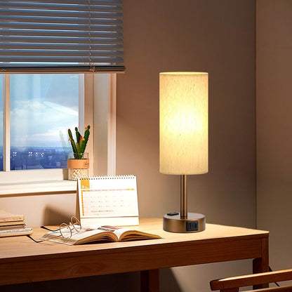 Fenmzee Bedside Table Lamp for Bedroom - Dimmable Touch, USB A+C, AC Outlet