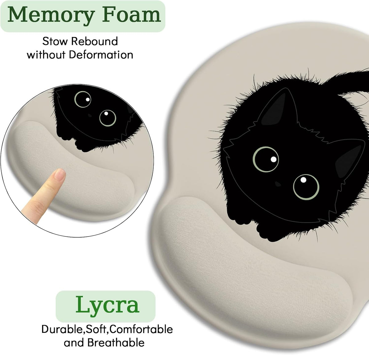 LIMKRIAN Cat Ergonomic Mouse Pad with Wrist Rest, Gaming Mouse Pad with Wrist Support, Funny Mouse Pads for Desk, Computer Mousepad with Non-Slip Pain Relief PU Base, Cute Office Desk Accessories - Colors B