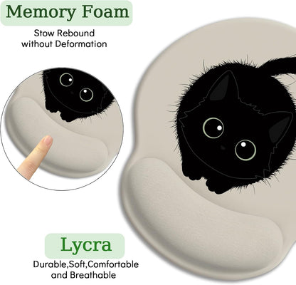 LIMKRIAN Cat Ergonomic Mouse Pad with Wrist Rest, Gaming Mouse Pad with Wrist Support, Funny Mouse Pads for Desk, Computer Mousepad with Non-Slip Pain Relief PU Base, Cute Office Desk Accessories - Colors B