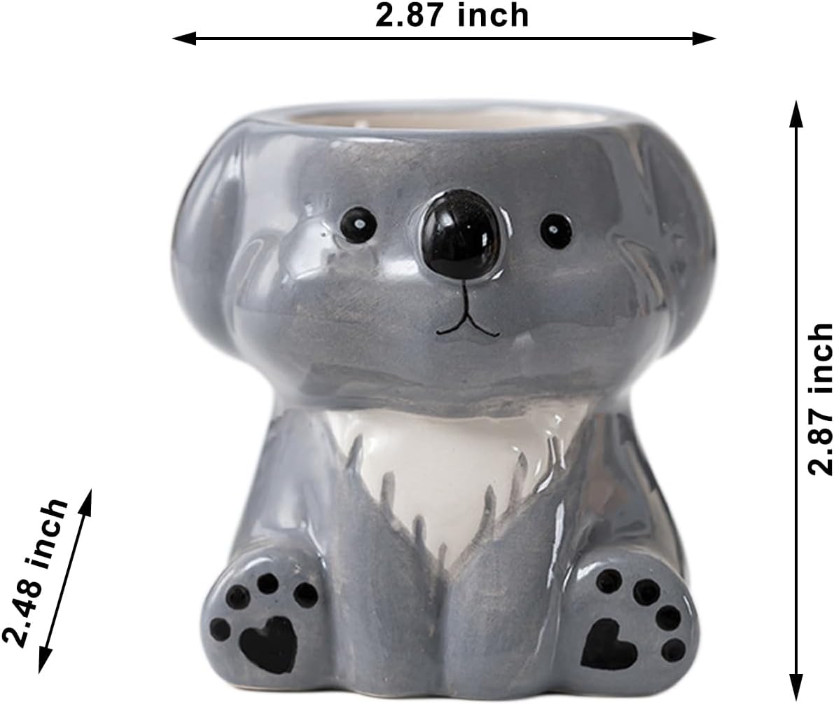 DIYOMR Cute Animals Planter, Mini Ceramic Cartoon Animal Shaped Succulent Flower Pot Indoor Air Plants Holder, Smooth Shiny Decorative Flower Cactus Planter - Plants Not Included (Panda)