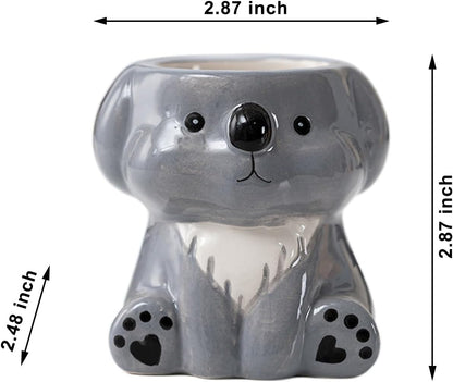 DIYOMR Cute Animals Planter, Mini Ceramic Cartoon Animal Shaped Succulent Flower Pot Indoor Air Plants Holder, Smooth Shiny Decorative Flower Cactus Planter - Plants Not Included (Panda)