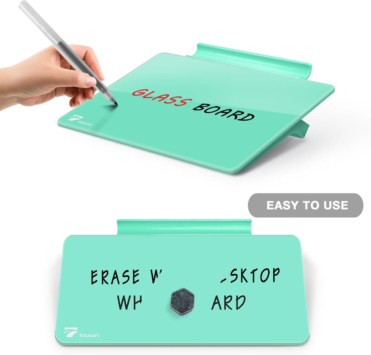 Small Glass Desktop Whiteboard Dry-Erase, Mini Pure Glass Whiteboard Stand