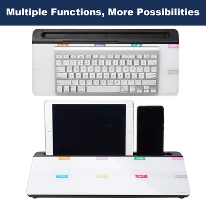 TSJ OFFICE Desktop Whiteboard Dry-Erase-Board - Computer Keyboard Stand White Board Surface Pad with Drawer, Desk Organizers with Accessories for Office, Home, School Supplies - Black