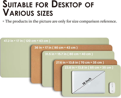 Large Cork Desk Mat - 47.2"x 17" Desk Pad for Office and Home - Ideal for Large Mouse Pad and Desk Mats on Top of Desks(Dark Green)