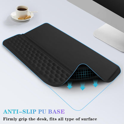 Computer Keyboard Stand with Wrist Rest, Ergonomic Tilted Keyboard Holder - Keyboard Riser with Wrist Pad - Keyboard Tray Support for Office Home - Black