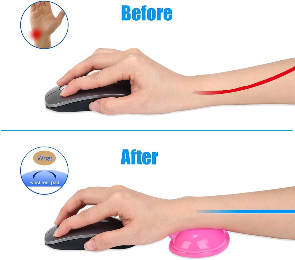 Gel Keyboard & Mouse Wrist Rest Set - Keyboard Wrist Rest Pad & Mouse Support for Office Gaming Pad Computer Laptop Ergonomic Comfortable Pain Relief- Blue Pad Set