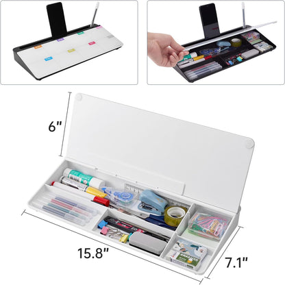 TSJ OFFICE Desktop Whiteboard Dry-Erase-Board - Computer Keyboard Stand White Board Surface Pad with Drawer, Desk Organizers with Accessories for Office, Home, School Supplies - Black