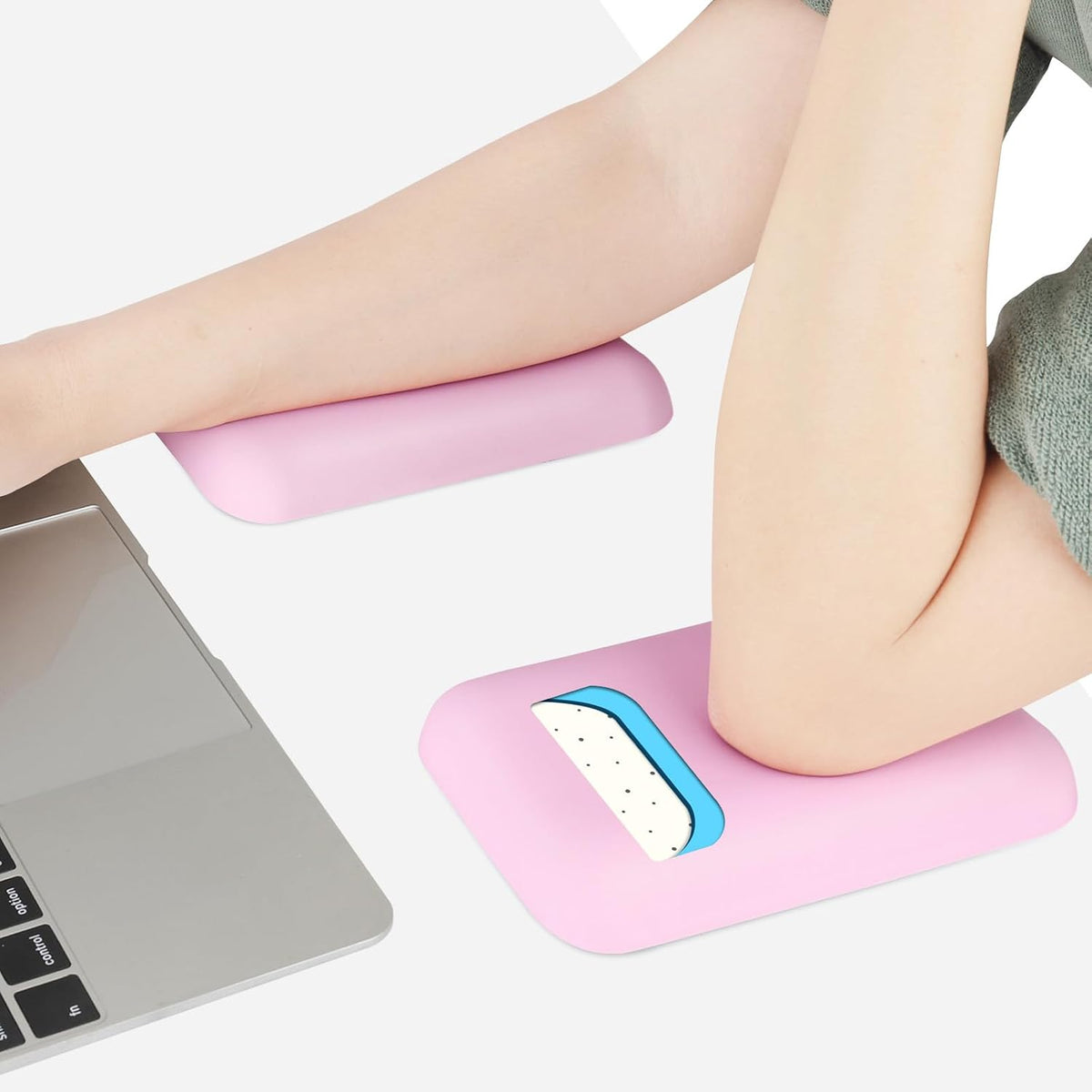 Leolee Elbow Rest Pads for Desk, Black Ergonomic Wrist Rest Arm Rest Pads | Memory Foam & Non-Slip Base, Armrest Cushion Support Pad Relieve Elbow and Wrist Pain for Computer, Office, 2 Packs