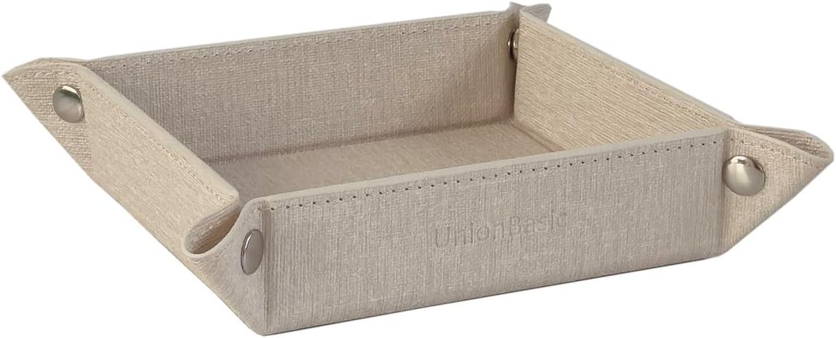 UnionBasic Small Valet Tray, Jewelry Tray for Rings Watches Earrings, Entryway Catchall Caddy for Coins Keys Change, Nightstand Bedside Valet Holder, Trays for Electronic Gadgets, Beige - Colors B