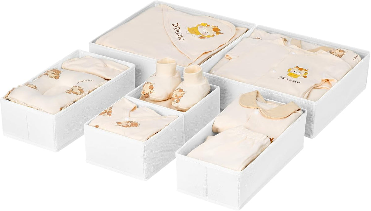 Drawer Organizer Clothes, Dresser Organizer, Foldable Closet Organizers and Storage, Fabric Dresser Bins, Drawer Dividers for Nursery, Baby Clothes, Underwears, Sock (Beige)