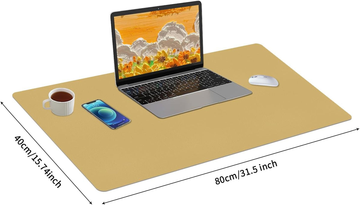 Bloss Leather Desk Pad and Keyboard Wrist Rest, Large Mouse Pad + Keyboard Pad+Mouse Wrist Support, Non-Slip Desk Mat Protector for Office, Home(31.5×15.7 Inches,Beige) - Colors B