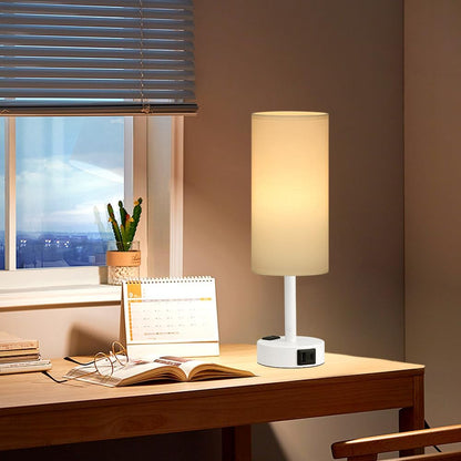 Fenmzee Bedside Table Lamp for Bedroom - Dimmable Touch, USB A+C, AC Outlet