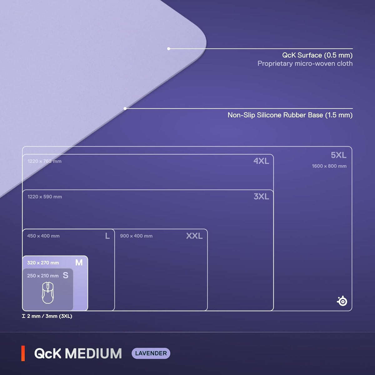 QcK Gaming Mouse Pad - XXL Cloth - Peak Tracking and Stability - Esports Mousepad - Never-Slip - Full Desk Coverage