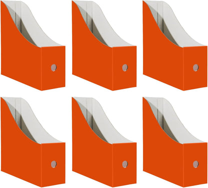 Limitliho Magazine File Folder Holder for Desk, Book Bins for Classroom Library,Office,Home, 10.6" H x 10.2" L x 3.5" W in Cardboard Paper Organizer (Six color, 6 Pack)