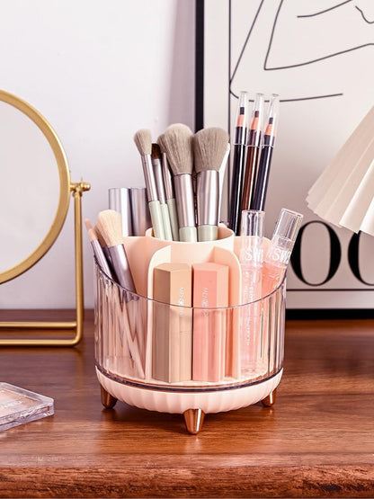 Rotating Pencil Holder, Desk Organizer with Multi-Compartment Design-Stylish, Functional Storage Solution for Home Offices, Classroom, Art Supplies Storage (Transparent white)
