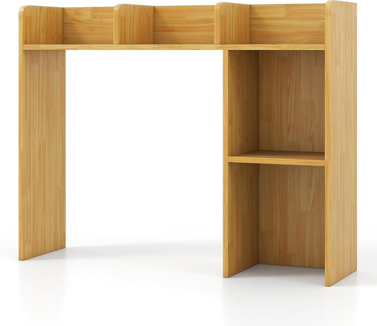 Desktop Bookshelf, Countertop Storage Hutch with 5 Shelves for Computer Desk, Desk 3-Tier Display Rack, Multipurpose Wood Desktop Hutch Storage Organizer for Dorm Office Home