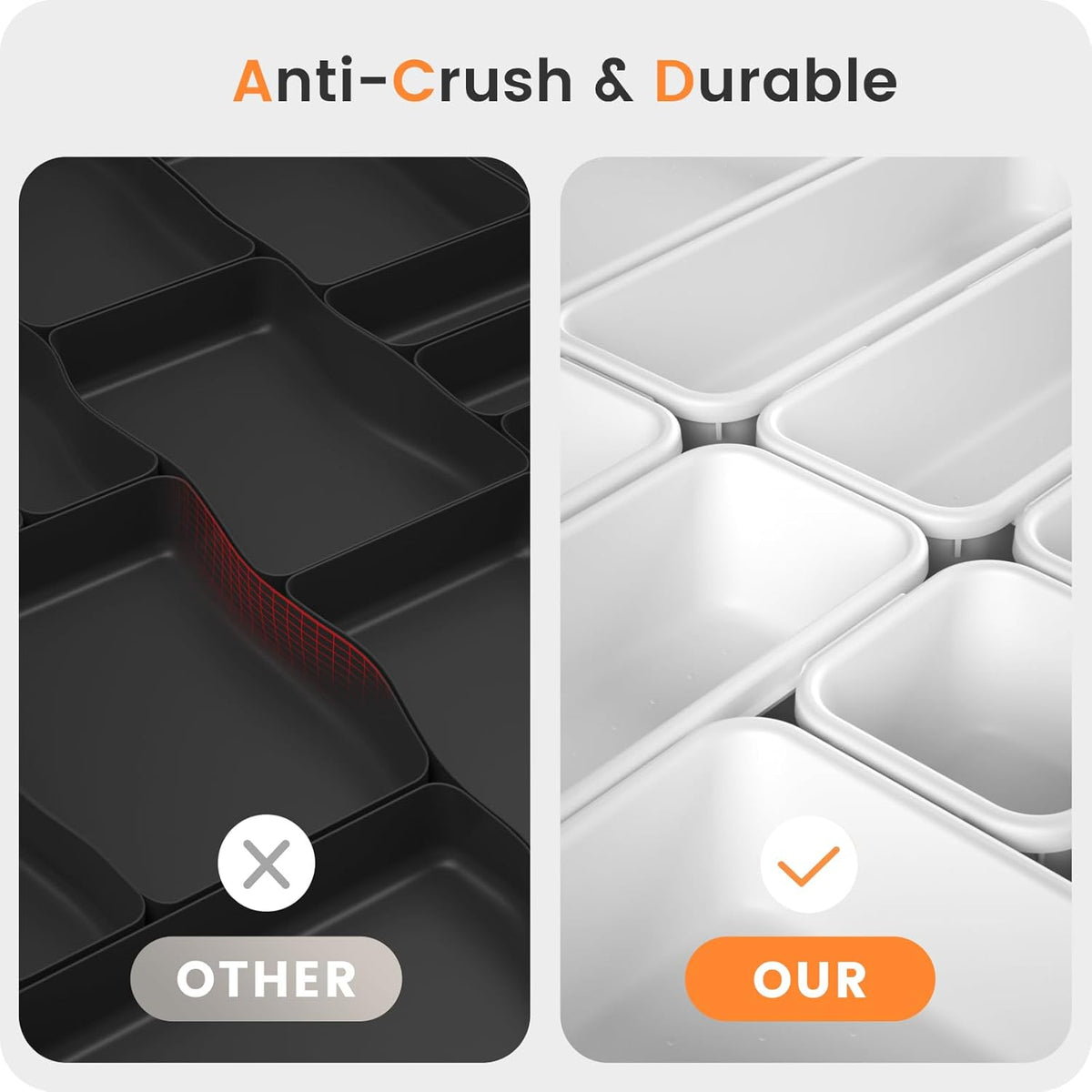 A-LuGei 【Military Grade】 Drawer Organizer, 【𝟱𝗦𝗶𝘇𝗲】 Makeup organizer, 【Holds 177 Items】 Bathroom Organizers and Storage, Organization and Storage, Desk Drawer Organizer for Vanity (Clear)