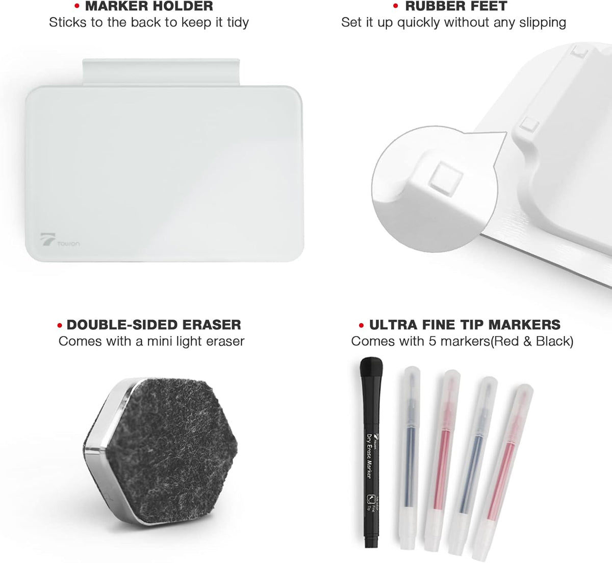 Small Glass Desktop Whiteboard Dry-Erase, Mini Pure Glass Whiteboard Stand