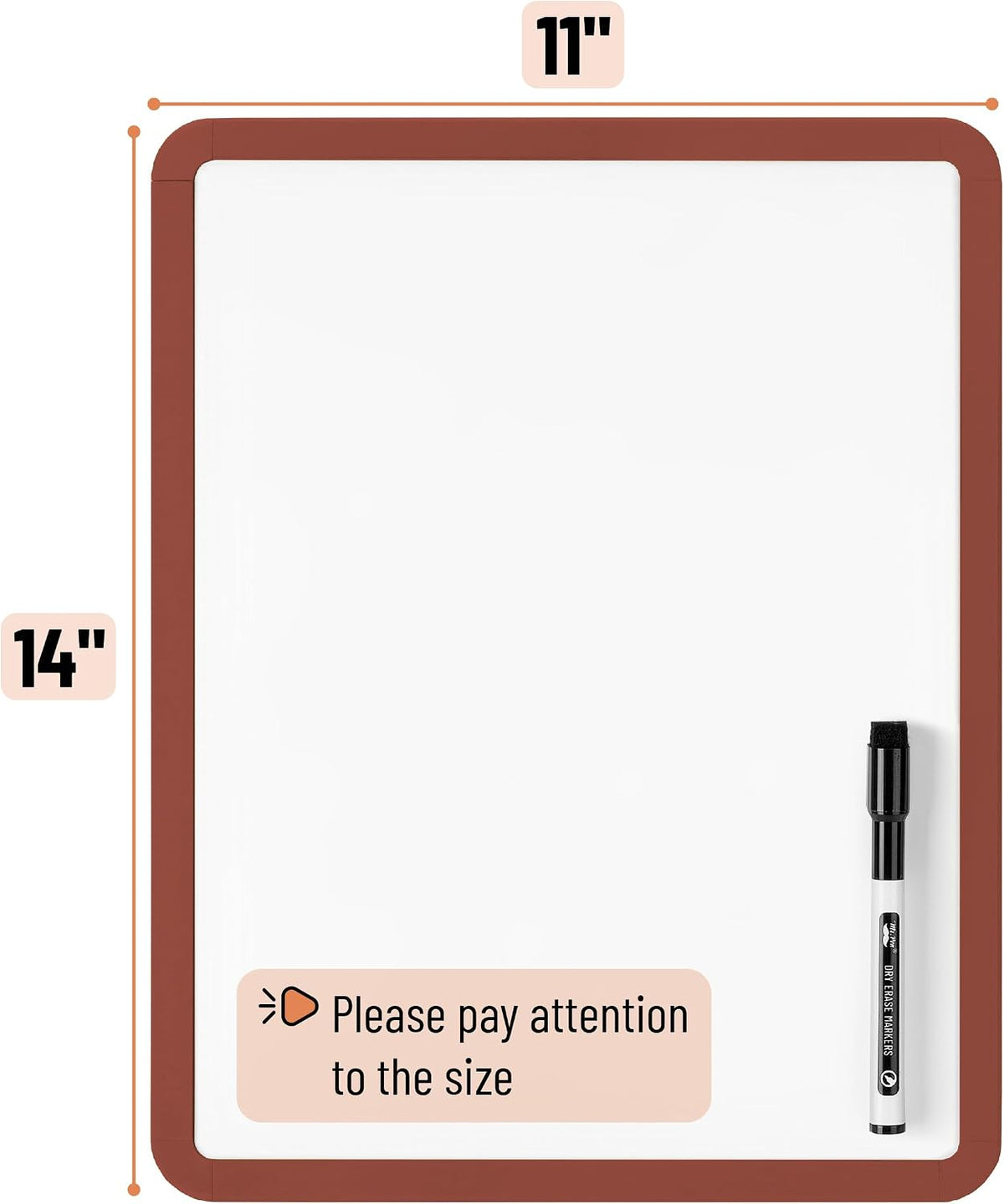 Dry Erase Board, 14” x 11”, White Frame