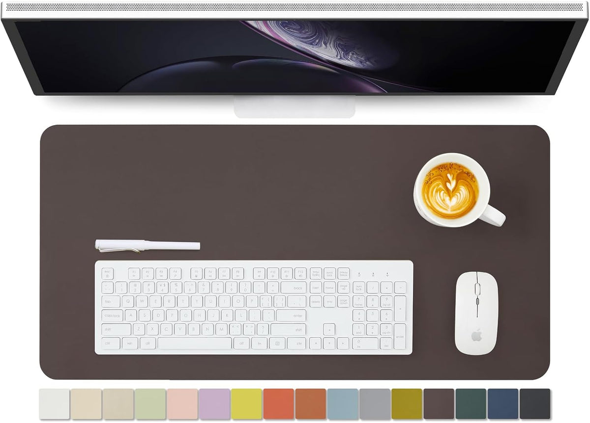 HOMIEAZICOZI Leather Desk Mat - Non-Slip PU Desk Pad for Office and Home - Desk Organization and Accessories - Ideal for Large Mouse Pad and Desk Mats on Top of Desks (Black,36''x 17'') (DPD-B-L)