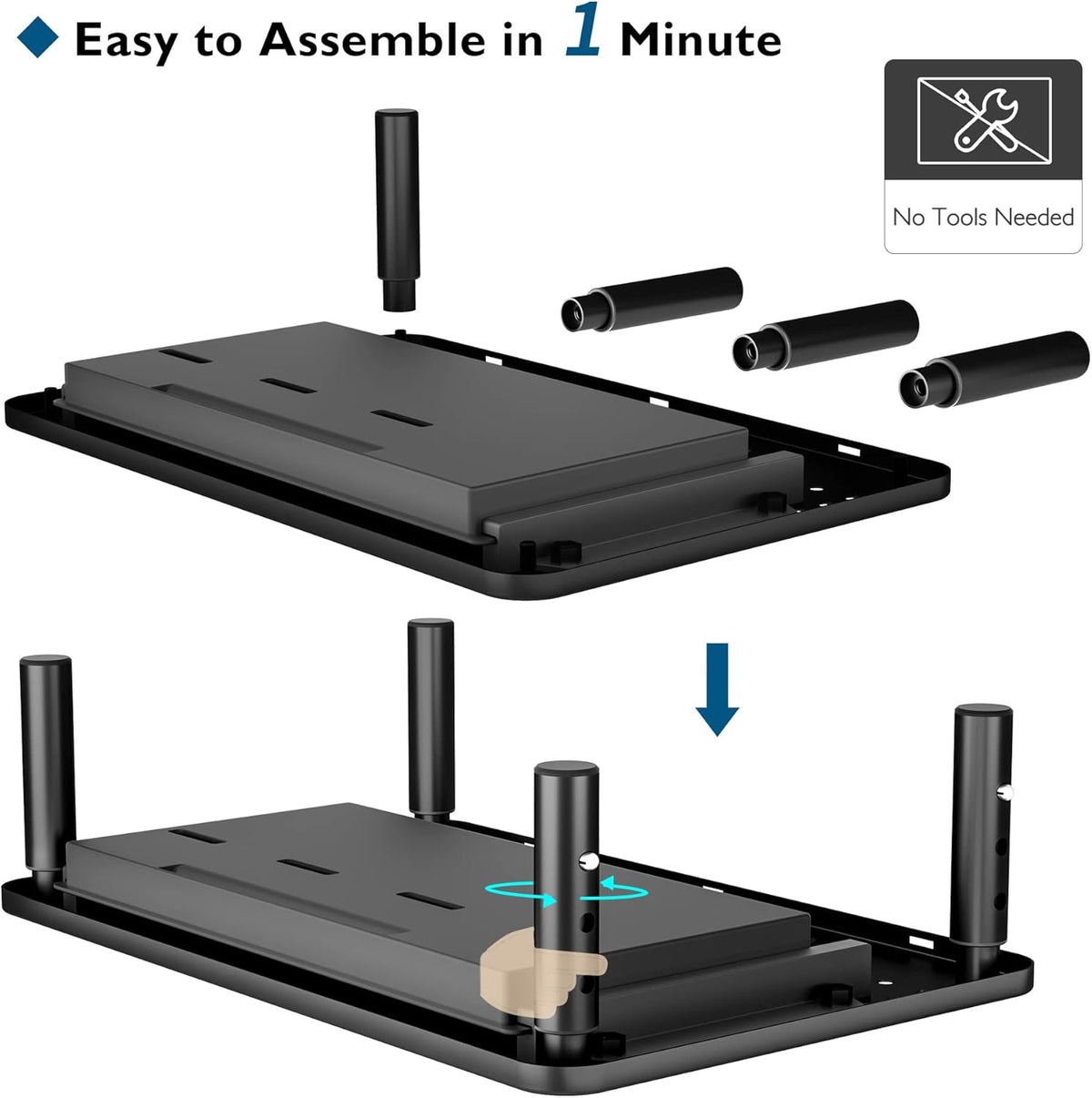 BONTEC Adjustable Monitor Stand Riser with Drawer, Ergonomic Mesh Platform Computer Monitor Stand for Desk, Ventilated Laptop and PC Stand with Cable Management, Supports up to 44lbs