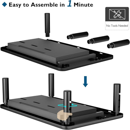 BONTEC Adjustable Monitor Stand Riser with Drawer, Ergonomic Mesh Platform Computer Monitor Stand for Desk, Ventilated Laptop and PC Stand with Cable Management, Supports up to 44lbs