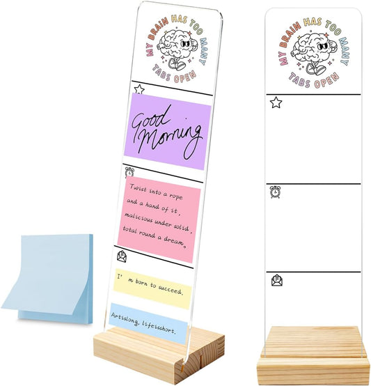 Monitor Memo Board with Removable Wooden Base Acrylic Portable Sticky Note Holder, It is Okay to Acrylic Message Board Sign, Office Desk Desk Set Sticky Notes 100 Sheets